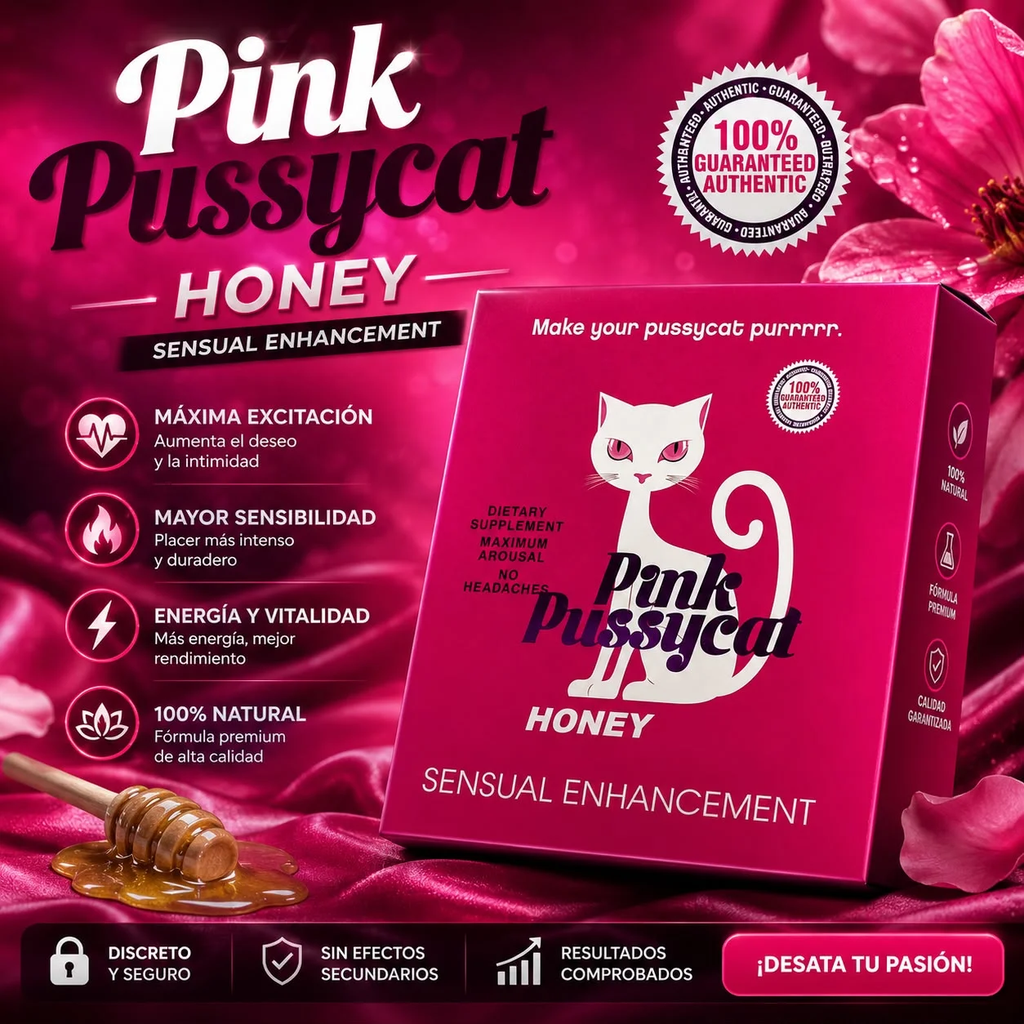 Pink Pussycat Honey Miel Natural para Mujer con Polen de Abeja, Ginseng y Gelatina Natural 20g