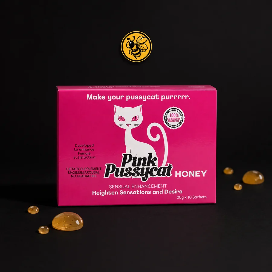 Pink Pussycat Honey Miel Natural para Mujer con Polen de Abeja, Ginseng y Gelatina Natural 20g